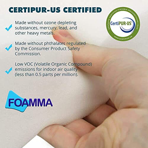 Foamma 1" x 20" x 20" High-Density Upholstery Foam Padding, Thick Custom Pillow, Chair and Couch Cushion Replacement, Craft Supplies for Upholstery and Seat Repair, 6 Pack - color: High Density, size: 1" x 20" x 20", style: 6 Pack