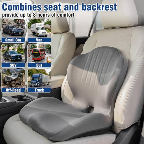 Car Seat Cushion Office Chair Cushion with Lumbar Support Pillow - color: Gray