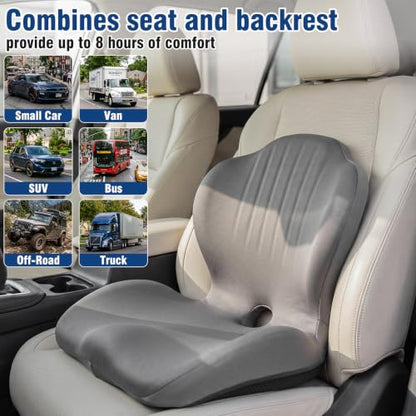 Car Seat Cushion Office Chair Cushion with Lumbar Support Pillow - color: Gray