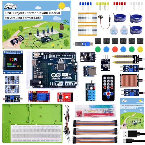GeeekPi Ultimate Sensor Kit for Arduino UNO R4 Minima, Smart IoT & Basic Sensor Projects, for Smart Farm, Beginners and Engineers, Includes Various Sensors and Accessories