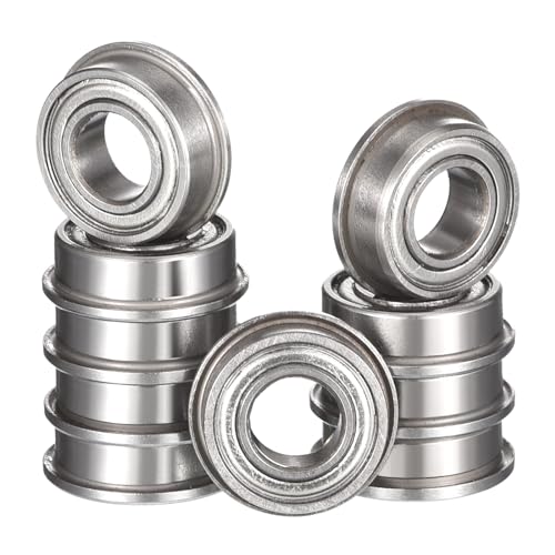 F684ZZ Flanged Ball Bearing, ID 4mm x OD 9mm x Width 4mm Miniature Bearings, Double Metal Shielded Deep Groove Bearings, Pre-Lubricated (GCr15) Chrome Steel 10pcs - size: F684ZZ 4mmx9mmx4mm