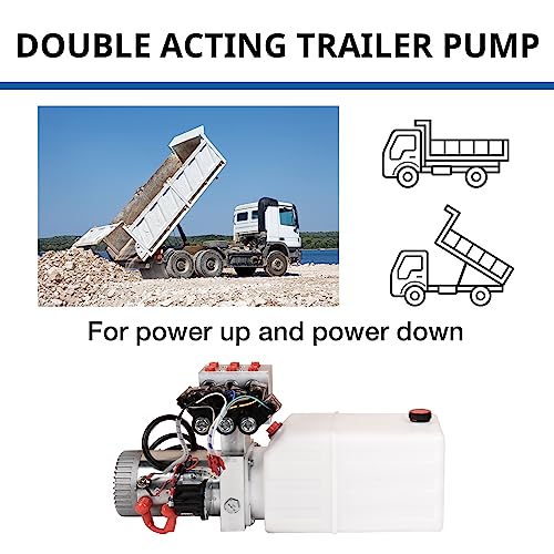 Hydraulic Pump 6 Way 6 Quart Hydraulic Power Unit 1.6-3KW Hydraulic Lift DC 12V 3200 PSI Double Phase Electric Hydraulic Car Lift Pump for Car Lifting Platforms - size: 6 Quart & 12V