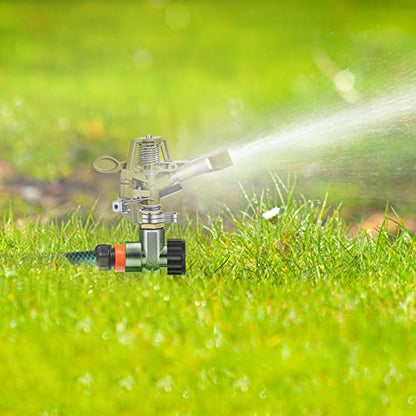 Chengu 8 Set Zinc Alloy Water Sprinklers for Lawns Yard Sprinklers Heavy Duty Sprinkler Heads Adjustable 360 Degree Watering Impact Sprinklers Pulsating Garden Sprinklers for Large Area Irrigation