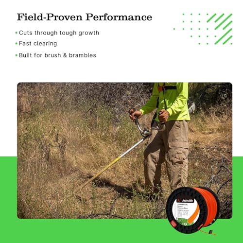 Anleolife .105" Commercial Square Heavy Duty Trimmer Line, 1038 ft 5 lb | Trimmer string for thick grass, tough weeds, edging, and property maintenance; square profile helps clean cuts and reloads - color: Commercial, size: 5lb .105"