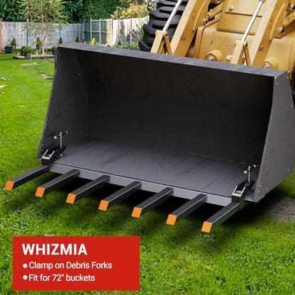 Clamp on Debris Forks, 5500 LBS Capacity, 7 Fork Tines, Fits 68" 70" 72" Skid Steer Loader & Tractor Bucket, Universal Clamp-on Pallet Forks for Quick Attachment & Debris Handling, Heavy-Duty | Fits 68" 70" 72" Skid Steer Loader & Tractor Bucket, Universa