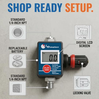 LE LEMATEC Digital Air Regulator for HVLP Paint & Spray Gun - style: Locking Valve Version