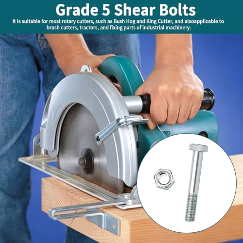 Grade 5 Shear Bolts Compatible with Rotary Cutters & Bush Hog 12 Pcs
