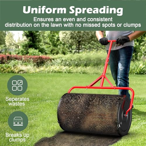 Compost Peat Moss Spreader for Lawn, 24 Inch Compost Roller Spreader - size: 24 INCH