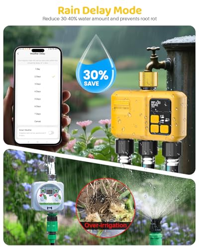 WiFi Water Timer 3 Outlet Garden, Brass Inlet - size: 3 Outlet In