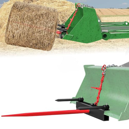 YITAMOTOR 39" Hay Spear Attachment, 3000lbs Bucket Tractor Dual Bale Spears - size: 39 Inch