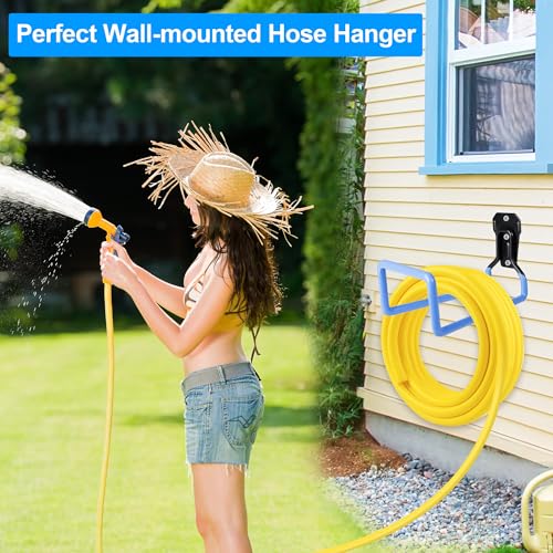 Hose Hanger Wall Mount Garden Hose Storage Water Hose Holders for Outside - color: 2pc Blue