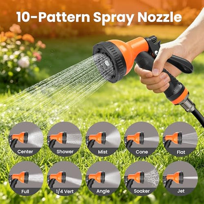Retractable Garden Hose Reel, 50ft x 1/2", Wall Mounted, 10-Pattern Nozzle - size: 50FT