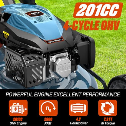 SENIX 201cc 22" 3-in-1 Variable Speed Self Propelled Gas Lawn Mower