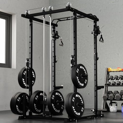RitFit PPC-P3 Power Cage with Cable Crossover System, 1200LB Capacity - color: Black, style: Power cage only rack