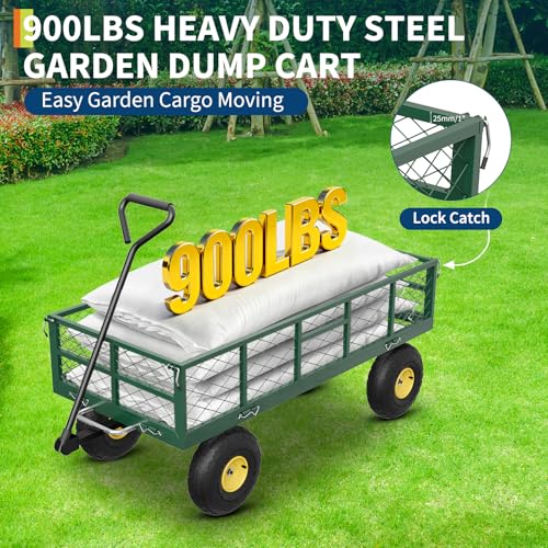 Garden Dump Cart with Removable Sidewalls - color: Green
