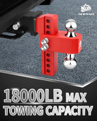 METOWARE Aluminum Adjustable Trailer Hitch, Fits 2.5'' Receiver, 8'' Drop - color: Red, size: 8'' Drop