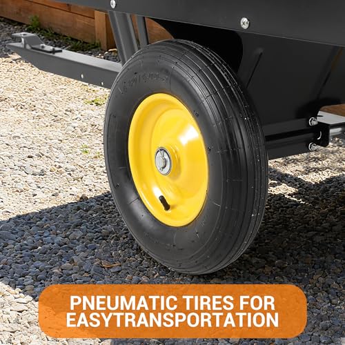 750lbs Capacity ATV/UTV Dump Trailer 15 Cubic Feet, Heavy-Duty Off-Road Dump Trailer with Dumping Function Reinforced Side Panels for Gardening Farm Landscaping