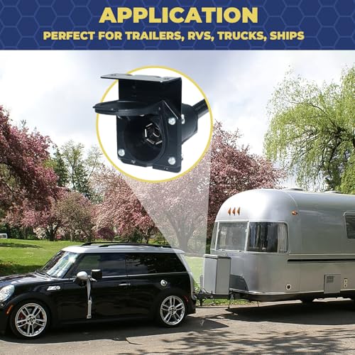 BFXM 4 Pin Flat to 7 Pin RV Blade Trailer Adapter with Mounting Bracket - color: 4 PIN