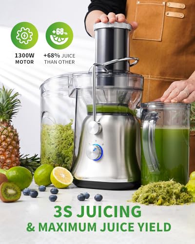 GDOR 1300W Powerful Juicer Machines with Larger 3.4" Feed Chute 56oz Jug
