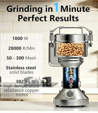 Electric Grain Mill 300g Flour Mill Home for Wheat Corn Rice Herbs Spices - size: 300g
