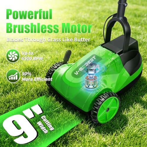 Small Electric Lawn Mower, Mini Cordless Lawn Mower with 2x4.0Ah Batteries