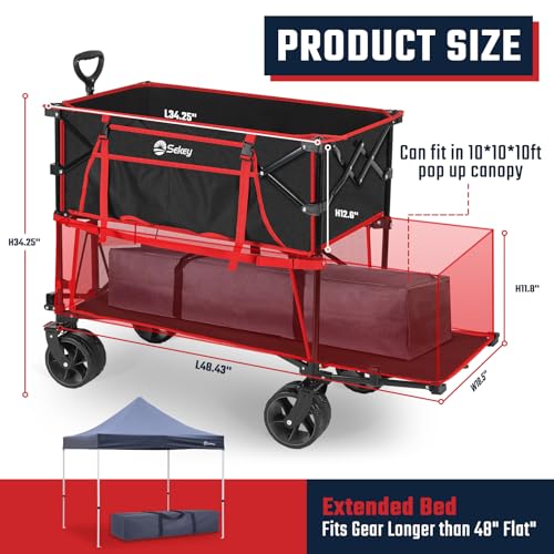 Sekey 400L Double-Decker Wagon, 500 lb Capacity, 50 in Extender - color: Red