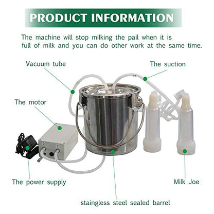 3L Goat Milking Machine,Pulsation Vacuum Electric Milker(Plug-in)