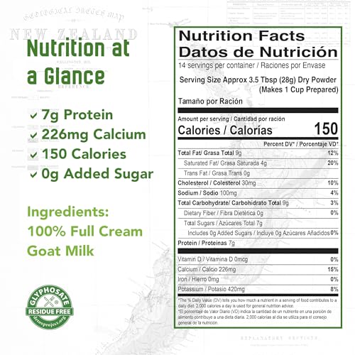 New Zealand Full Cream Goat Milk Powder (Natural) - 14oz
