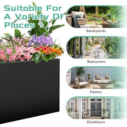 Montex Large Metal Rectangular Outdoor Planter Box, 38''L x16''Wx20''H - size: 38''L x 16''W x 20''H