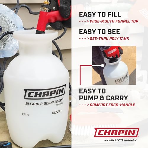 CHAPIN 20074 1-Gallon Bleach Pump Sprayer for Cleaning & Disinfecting - size: 1 Gallon, Deluxe