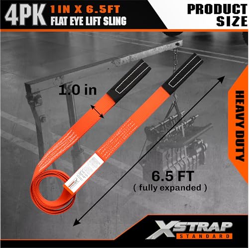 XSTRAP STANDARD 4PK 1"x6.5ft Lifting Sling Straps 2000 lb Vertical Capacity - style: 4PK 1''x6.5ft