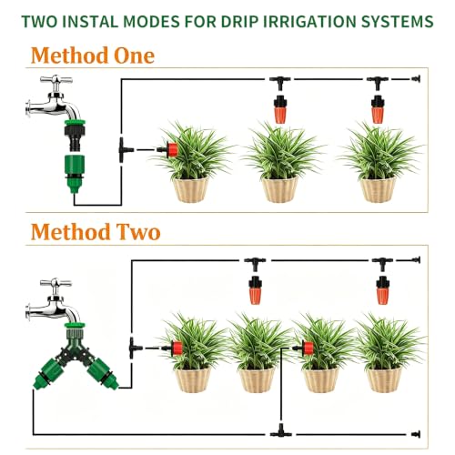 Drip Irrigation System, 100FT 1/4" Garden Watering System, Quick Connect - size: 1/4"