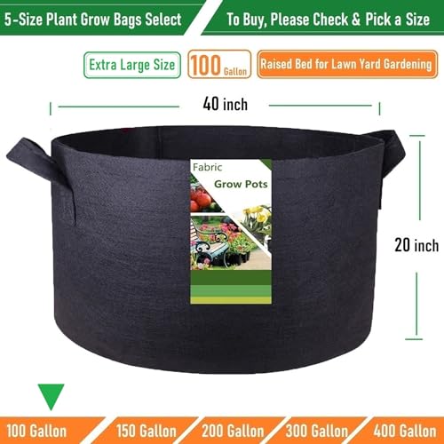 100 Gallon Big Raised Garden Bed Bag (40x20 inch) Large Plant Grow Bag for Tomato,Potato Planter,Herbs Veggies Planter,Flower Bed,Plant Container,Yard Waste,Lawn Debris,Leaf Bag with Gardening Gloves - size: 100 Gallon (40x20 inches)