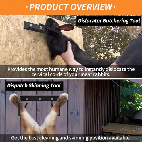 Heavy Metal Rabbit Dispatch Dislocator & Skinning Tool Set – Cervical Dislocation Tool for Humane Butchering, Ideal for Processing Rabbits, Squirrels, and Other Small Animals - style: Dispatch Tool & Skinning Tool
