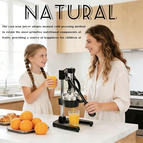 Cast Iron Juicer Hand Press Heavy Duty, Orange Juicer - color: Black