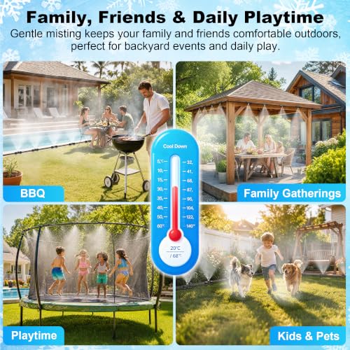 Thiswing 100 FT Dual-Line Misting Cooling System with 24 Brass Nozzles