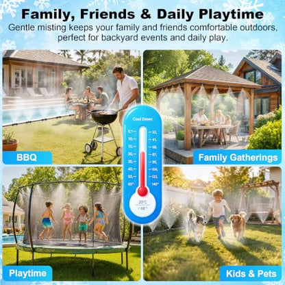 Thiswing 100 FT Dual-Line Misting Cooling System with 24 Brass Nozzles