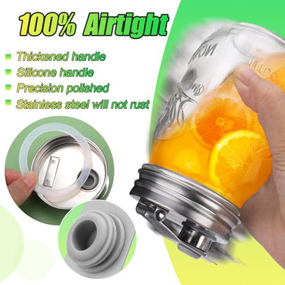 Mason Jar Pour Spout Lid Stainless Steel, Regular Mouth Pour Spout Flip Cap Lids for Mason Jars, Anticracking Leak Proof Seal Cover Airtight for Drinking Salad Dressing & Food Storing(4PCS) - style: Regular Mouth Stainless Steel Lid 4 PCS