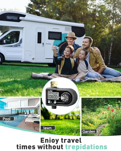 RAINPOINT Sprinkler Timer with 3 Individual Programs, Brass Inlet Water Timer for Garden Hose, Sprinkler Controller, Automatic/Manual Irrigation System for Lawn & Yard Watering, 1 Outlet
