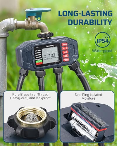 DEWENWILS Irrigation Timer 4 Zone, with Rain Delay/Manual/AUTO Irrigation - color: 4 Zone Pro