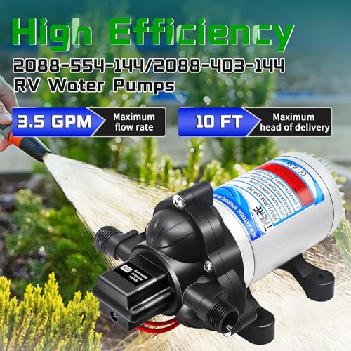 12V Fresh Water Pump,2088-403-144/2088-554-144 Diaphragm RV Pump,45 PSI 3.5 Gallons Per Minute RV Water Pump with 1/2MNPT Connection for Agricultural Spraying RV Marine Yacht - color: Silver1