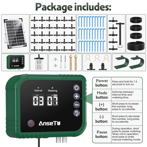 8W Solar Drip Irrigation System for Garden, Supports 30 Pots Plants