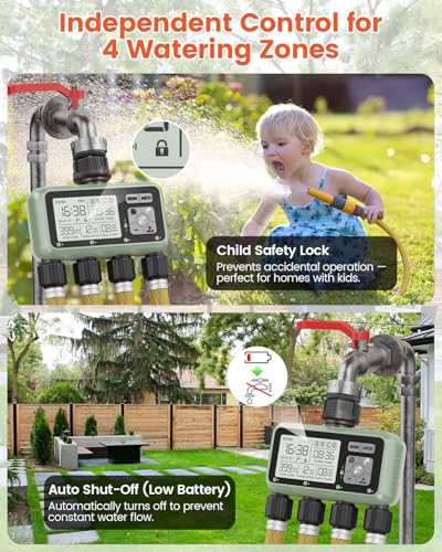 4 Zone Sprinkler Timer, Programmable Water Timer for Garden Hose - size: 4 Outlet