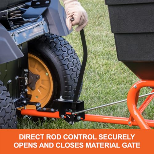 Agri-Fab Tow Behind Broadcast Spreader for Seed, Fertilizer, Salt and Ice Melt, 185 lb Capacity Lawn and Garden Spreader with 12 Ft Spread Width - style: 185 lb. Direct Rod Control Tow-Behind Lawn and Garden Spreader