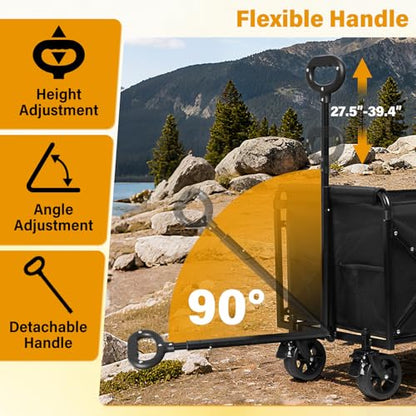 Wagons Cart Foldable, 500 lbs Collapsible Wagon with Wheels for Camping - size: 500 lbs