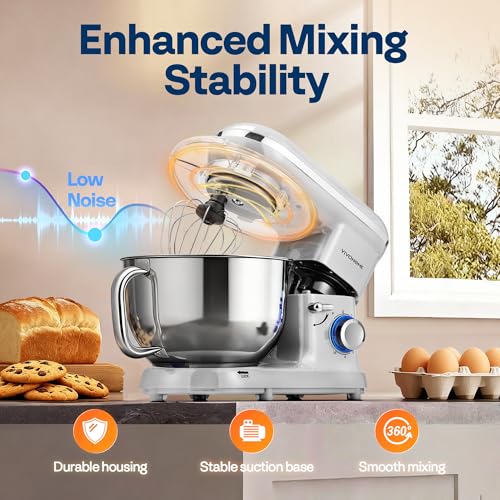 VIVOHOME Stand Mixer, 6-Quart Tilt-Head Kitchen Mixer with Bowl, Silver - color: Silver