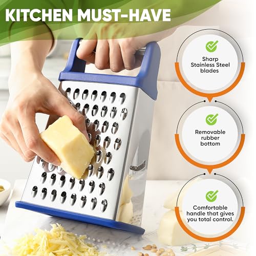 Spring Chef Stainless Steel XL Cheese Grater for Kitchen, Sapphire - color: Sapphire