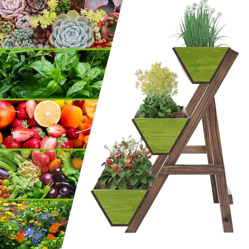Vertical Garden Planter Tiered Planter 3 Tier Raised Garden Bed Outdoor - color: Carbonized, size: 3-Tier-Large