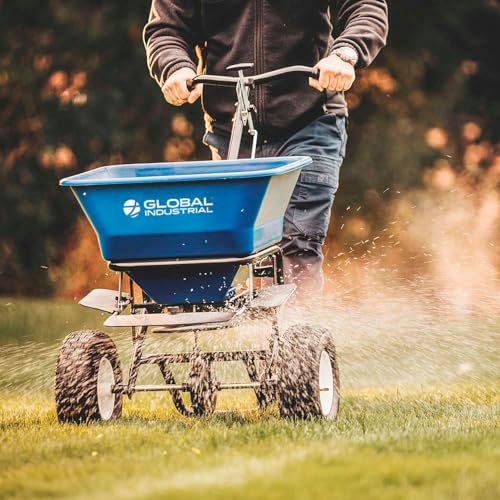 Global Industrial Walk-Behind Universal Spreader, 100 Lb. Capacity, Blue
