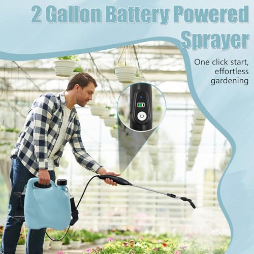 Battery Powered Sprayer 2 Gallon, Electric Pump Garden Sprayer in Lawn - size: 2